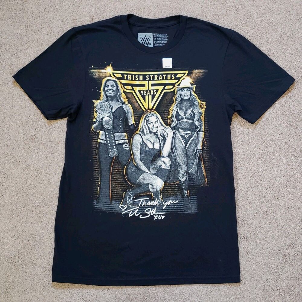 Nwt Trish Stratus 25 Years Of Stratusfaction Doble Side Graphic Black Unisex SM